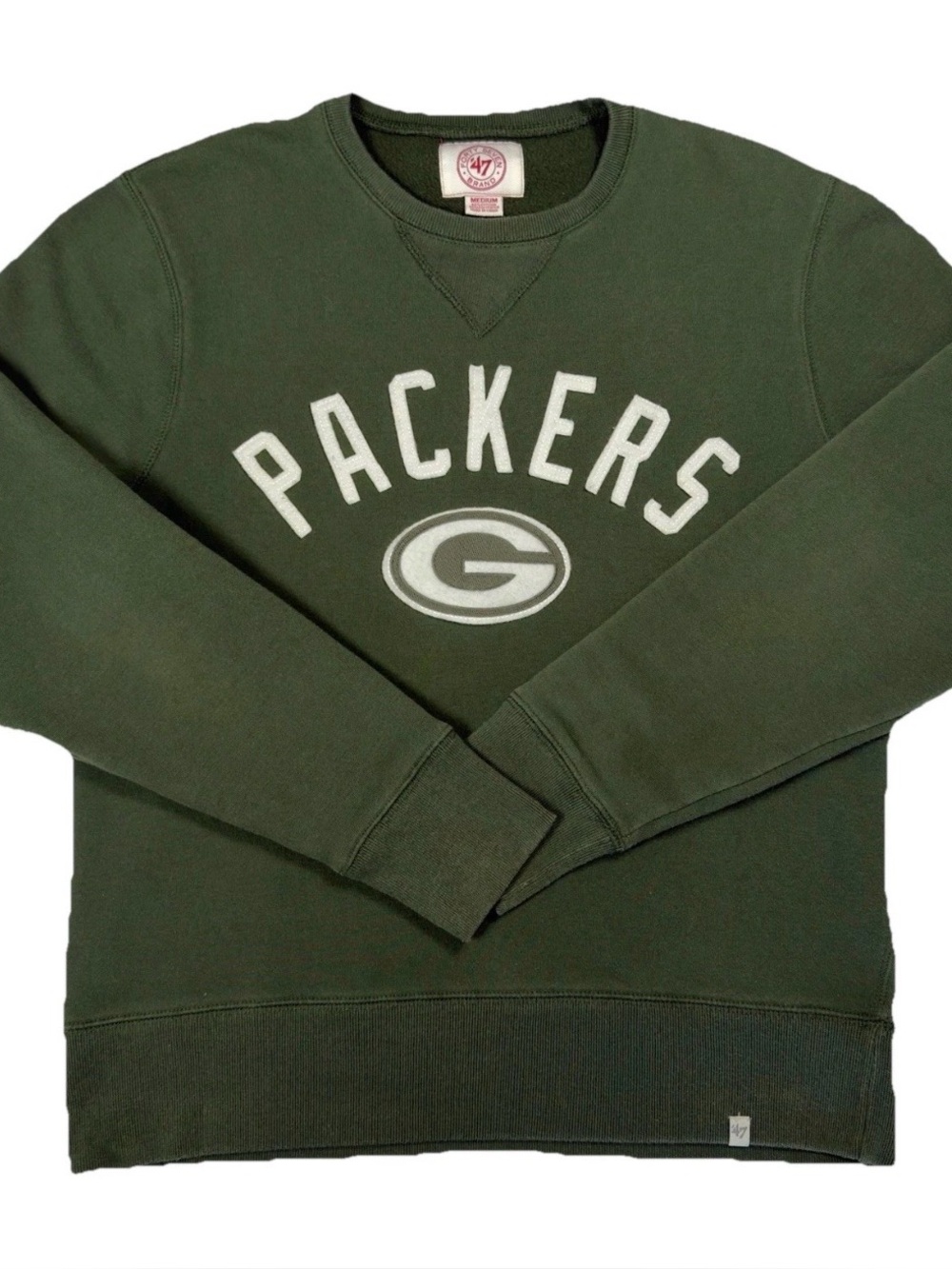 Packers 47 Brand Sweatshirt Mens Medium Green Crewneck Vintage Style NFL Fleece
